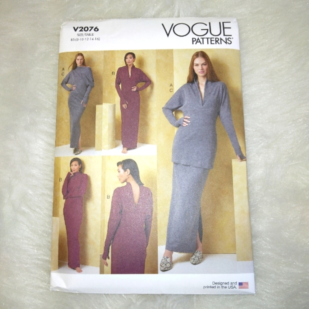 VOGUE V2076 Sz 8-16 Misses Knit Dress Top Worn Frontwards Or Backwards